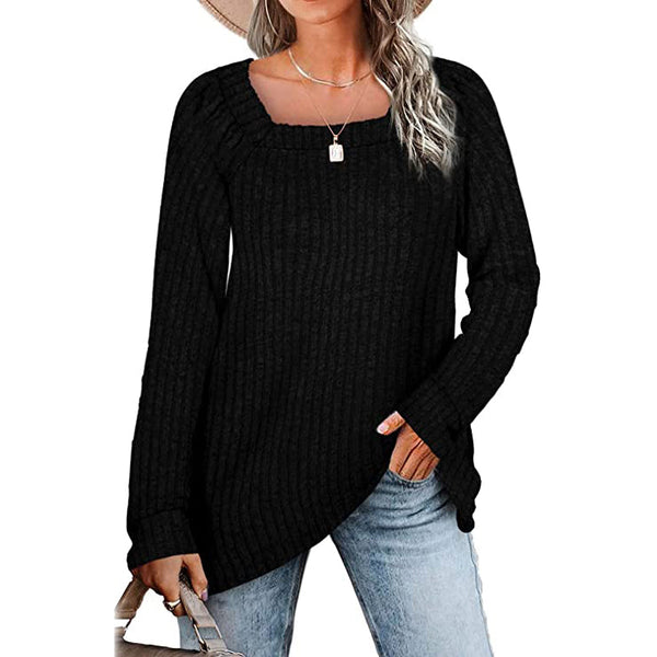 Women's Long Sleeve V Neck Sweater Tops Women's Tops Black S - DailySale