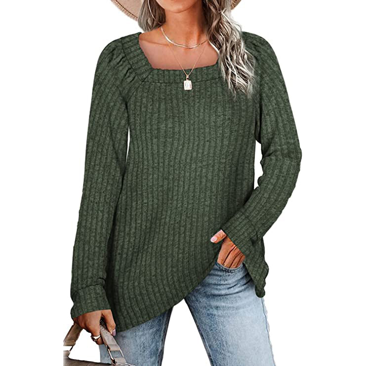 Women's Long Sleeve V Neck Sweater Tops Women's Tops Green S - DailySale