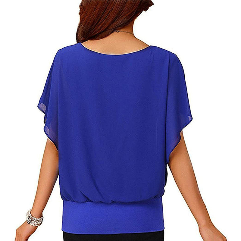 Women's Loose Casual Short Sleeve Chiffon Top T-Shirt Blouse