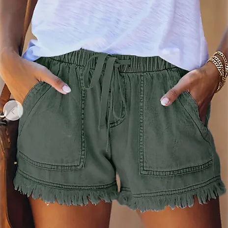 Women's Loose Denim Shorts Women's Bottoms Green S - DailySale