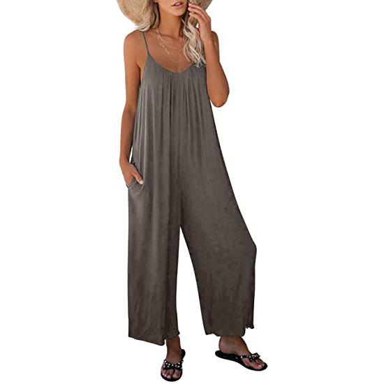 Women's Loose Sleeveless Jumpsuits Women's Clothing Gray S - DailySale