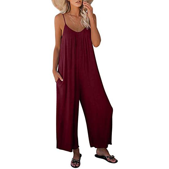 Women's Loose Sleeveless Jumpsuits Women's Clothing Red S - DailySale