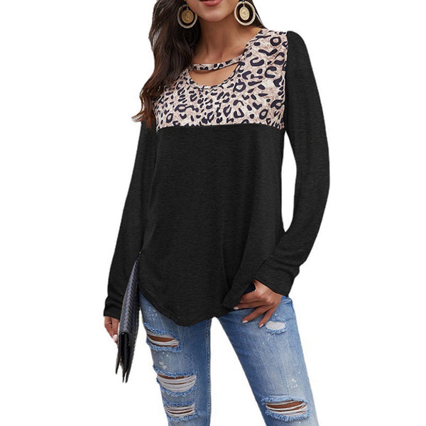 Womens Loose Tops Long Sleeve Tunic Color Block Casual Shirts Women's Tops Black S - DailySale