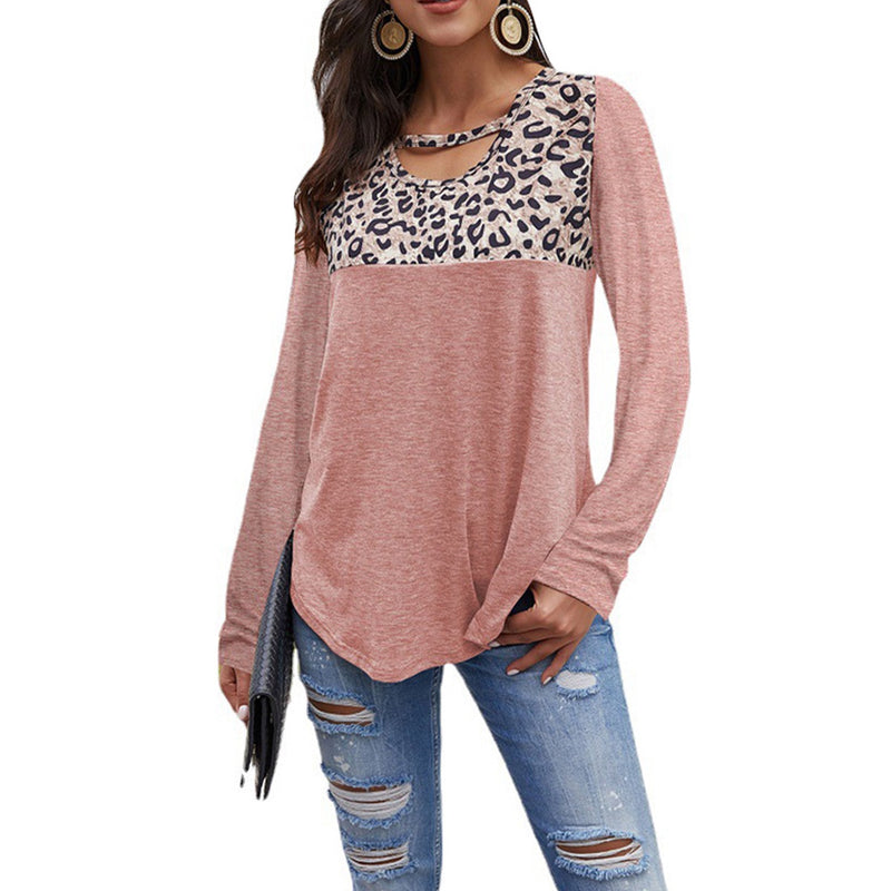 Womens Loose Tops Long Sleeve Tunic Color Block Casual Shirts Women's Tops Pink S - DailySale