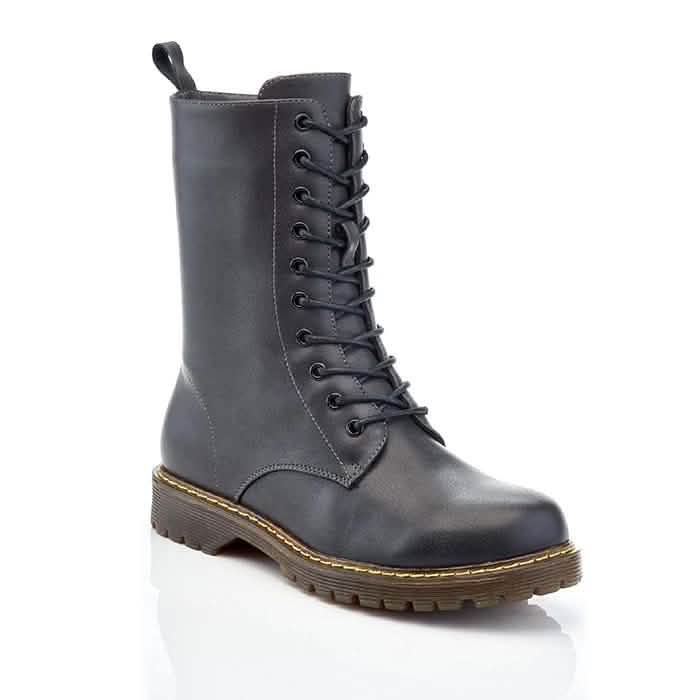 Women's Mid-Calf Classic Marten-Style Combat Boots - Assorted Styles Women's Clothing Gray 7 - DailySale