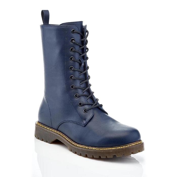 Women's Mid-Calf Classic Marten-Style Combat Boots - Assorted Styles Women's Clothing Navy 7 - DailySale