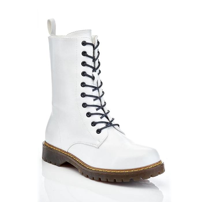 Women's Mid-Calf Classic Marten-Style Combat Boots - Assorted Styles Women's Clothing White 7 - DailySale