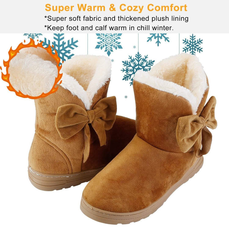 Womens Mid-Calf Winter Shoes with Anti Slip Rubber Base Bowknot Women's Clothing - DailySale