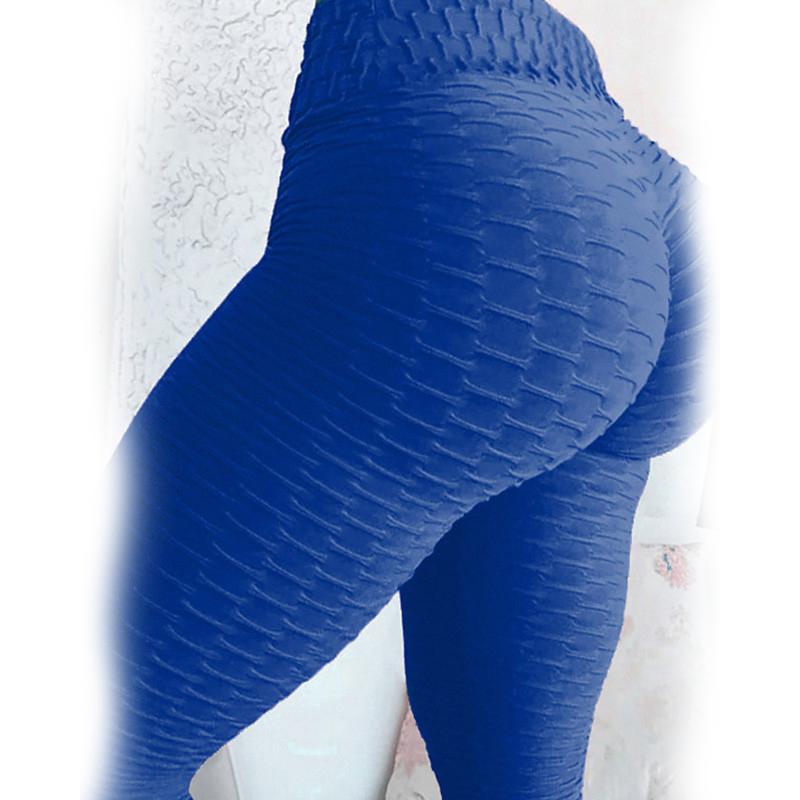 Women's Mid Waist Solid Colored Ruched Sports Yoga Normal Basic Legging Women's Clothing Royal Blue S - DailySale