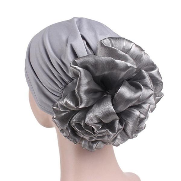 Women's Milk Silk Flower Turban Women's Shoes & Accessories Gray - DailySale