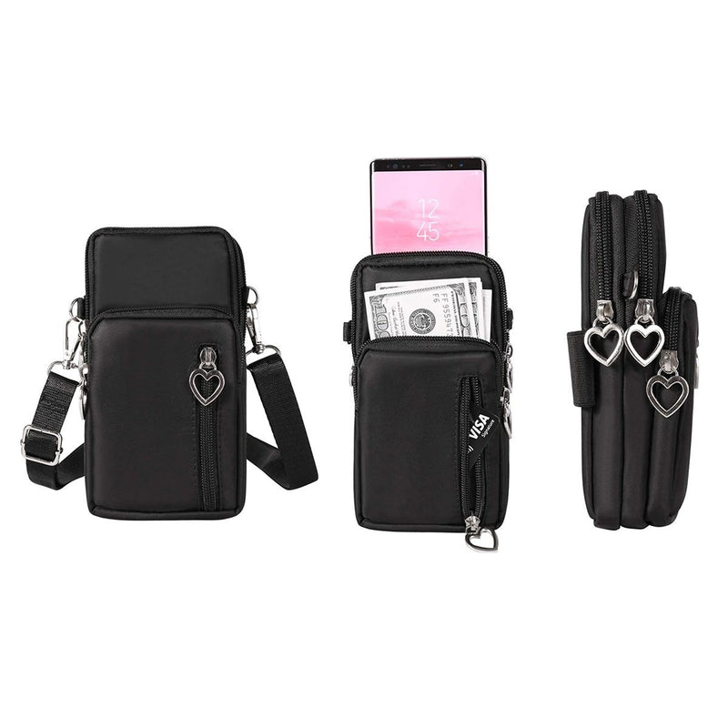 Women's Mini Cross-Body Shoulder Strap Cell Phone Wallet Pouch Bag Purse Bags & Travel Black - DailySale