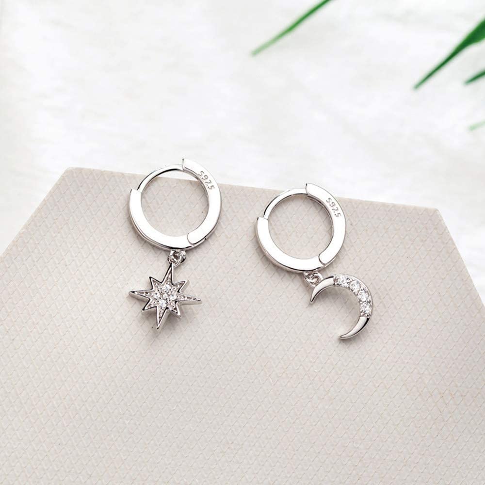 Women's Moon Star Pendant Small Hoop Earrings Earrings - DailySale