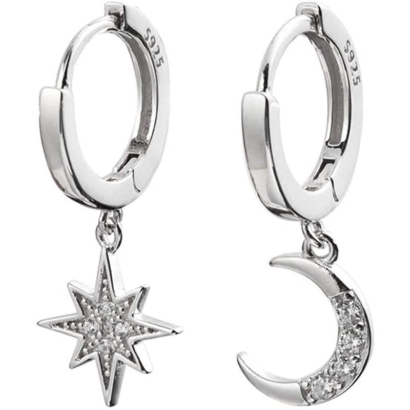 Women's Moon Star Pendant Small Hoop Earrings Earrings - DailySale