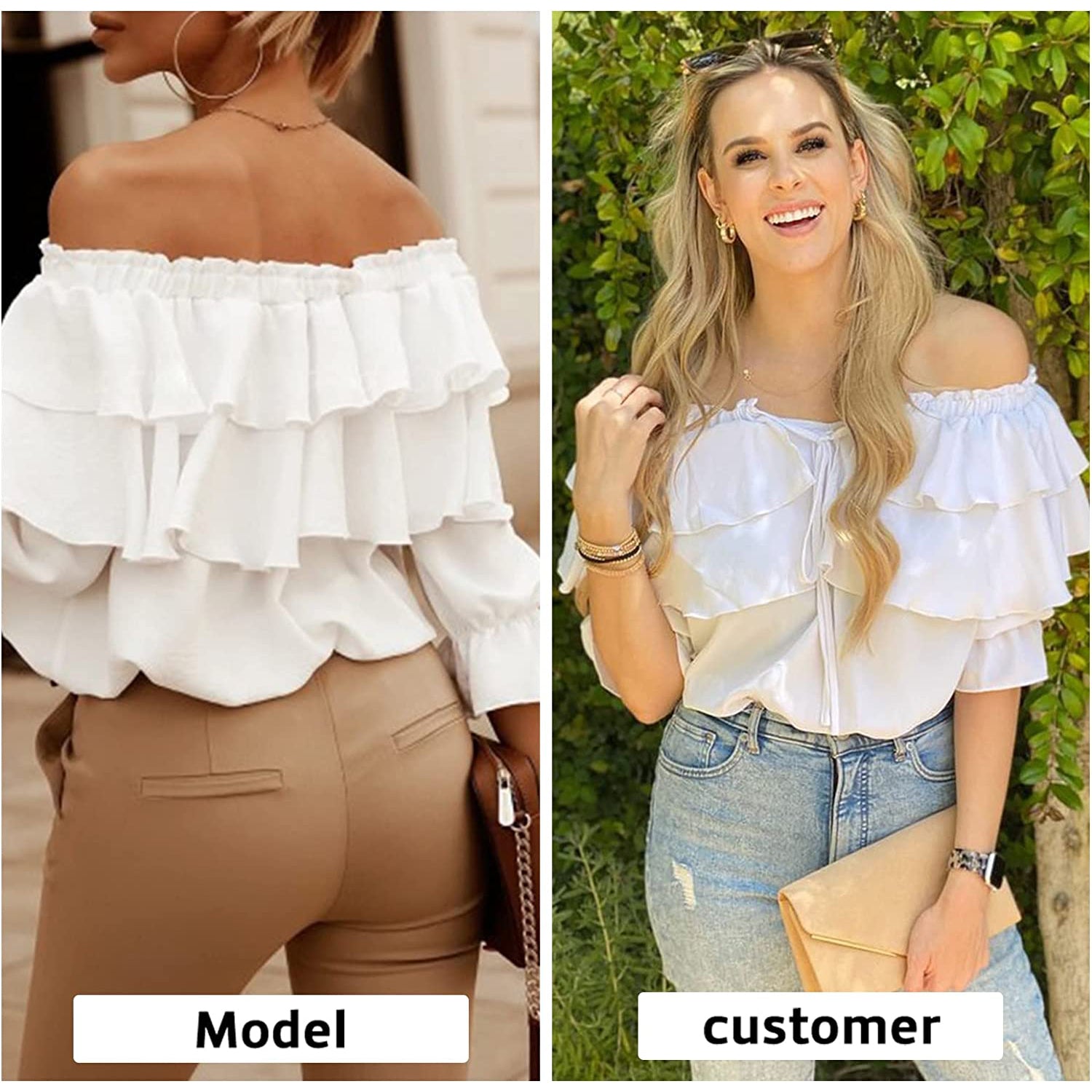 Women's Off Shoulder Ruffle Long Sleeve Shirt Casual Layered Top Women's Tops - DailySale