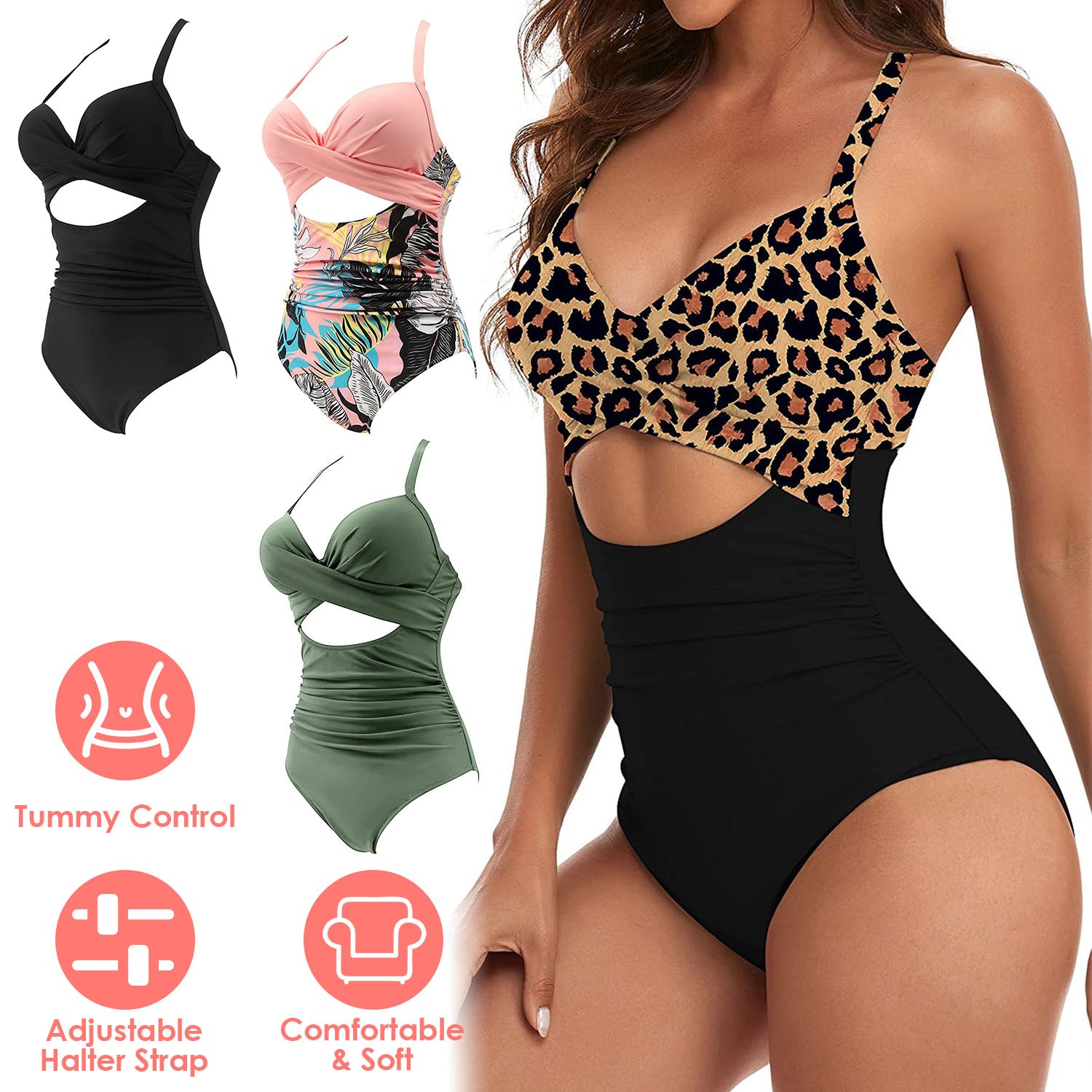 Women's One Piece High Waist Swimwear Tummy Control Cutout Women's Swimwear & Lingerie - DailySale