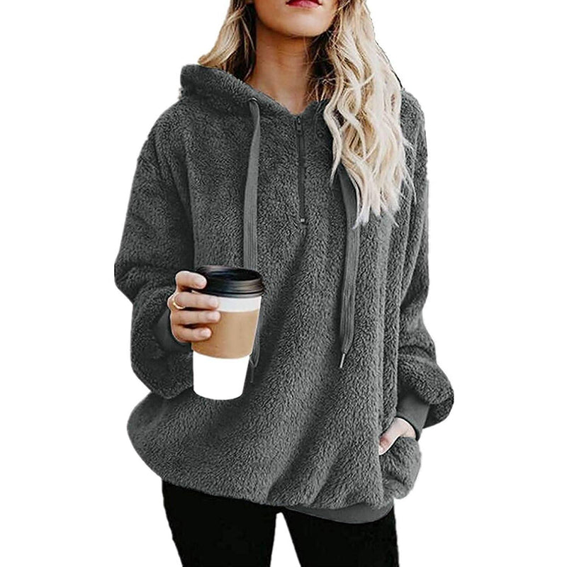 Women's Oversized Fleece Hoodie Women's Clothing Dark Gray S - DailySale