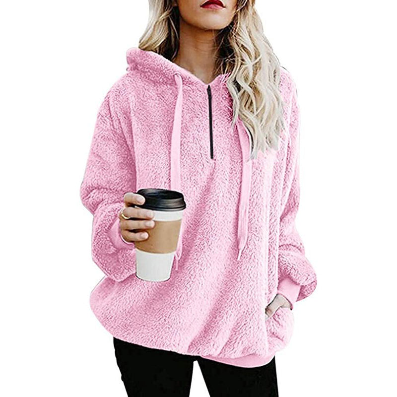 Women's Oversized Fleece Hoodie Women's Clothing Pink S - DailySale
