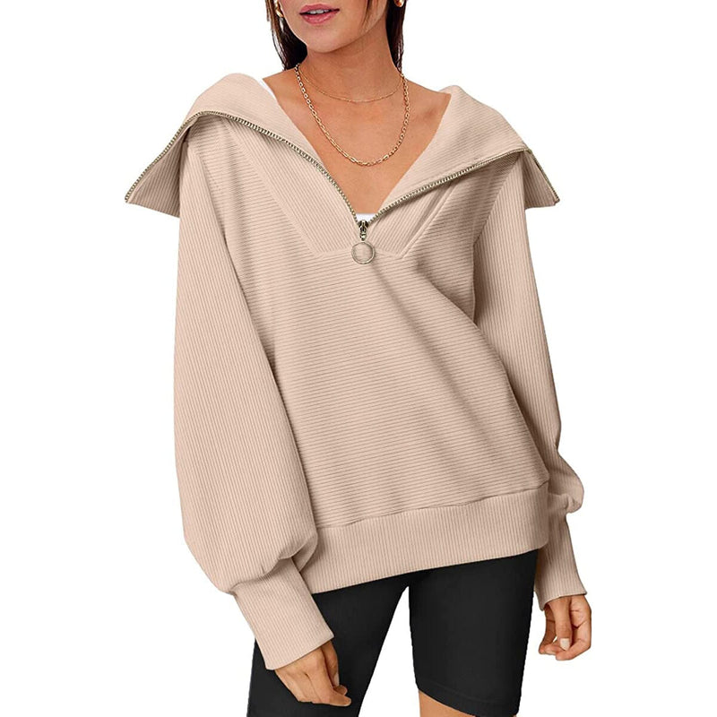 Womens Oversized Half Zip Pullover Sweatshirts Hoodie