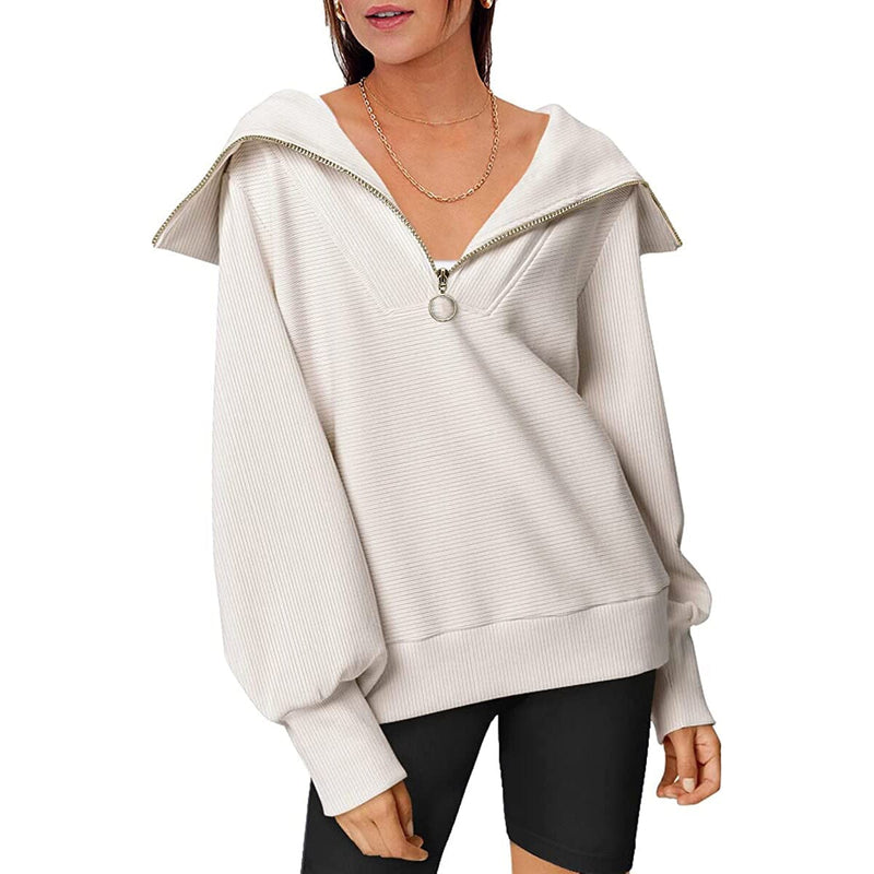 Womens Oversized Half Zip Pullover Sweatshirts Hoodie