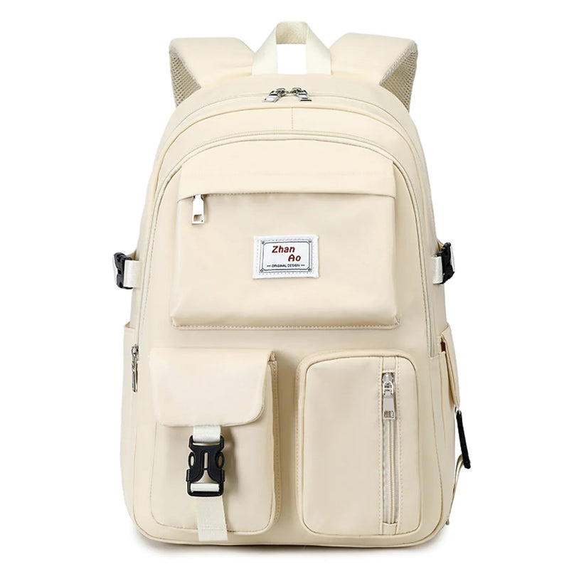 Women's Oxford Fabric Adjustable Large Capacity Backpack Bags & Travel Beige - DailySale