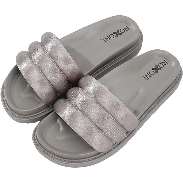 Women’s Padded Strap Slide Sandals Stylish Open Toe Sandals Women's Shoes & Accessories Gray 6 - DailySale