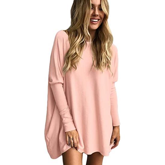 Women's Plain Oversized Loose Fitting Tunic Top Women's Tops Pink S - DailySale