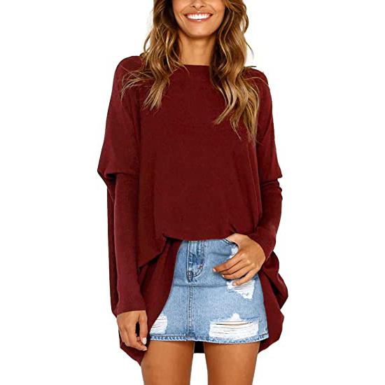 Women's Plain Oversized Loose Fitting Tunic Top Women's Tops Red S - DailySale