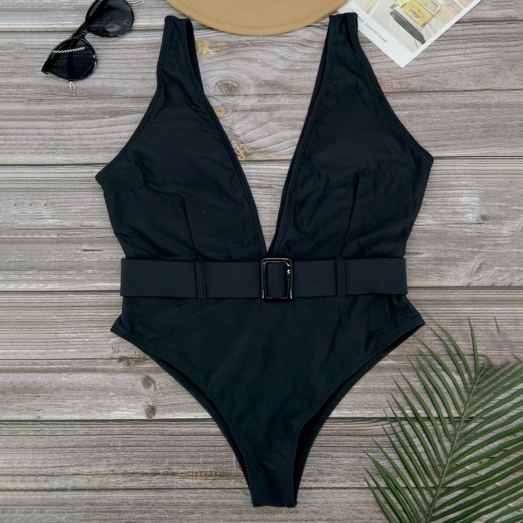 Women’s Plunge One-Piece Swimsuit Women's Apparel S Black - DailySale