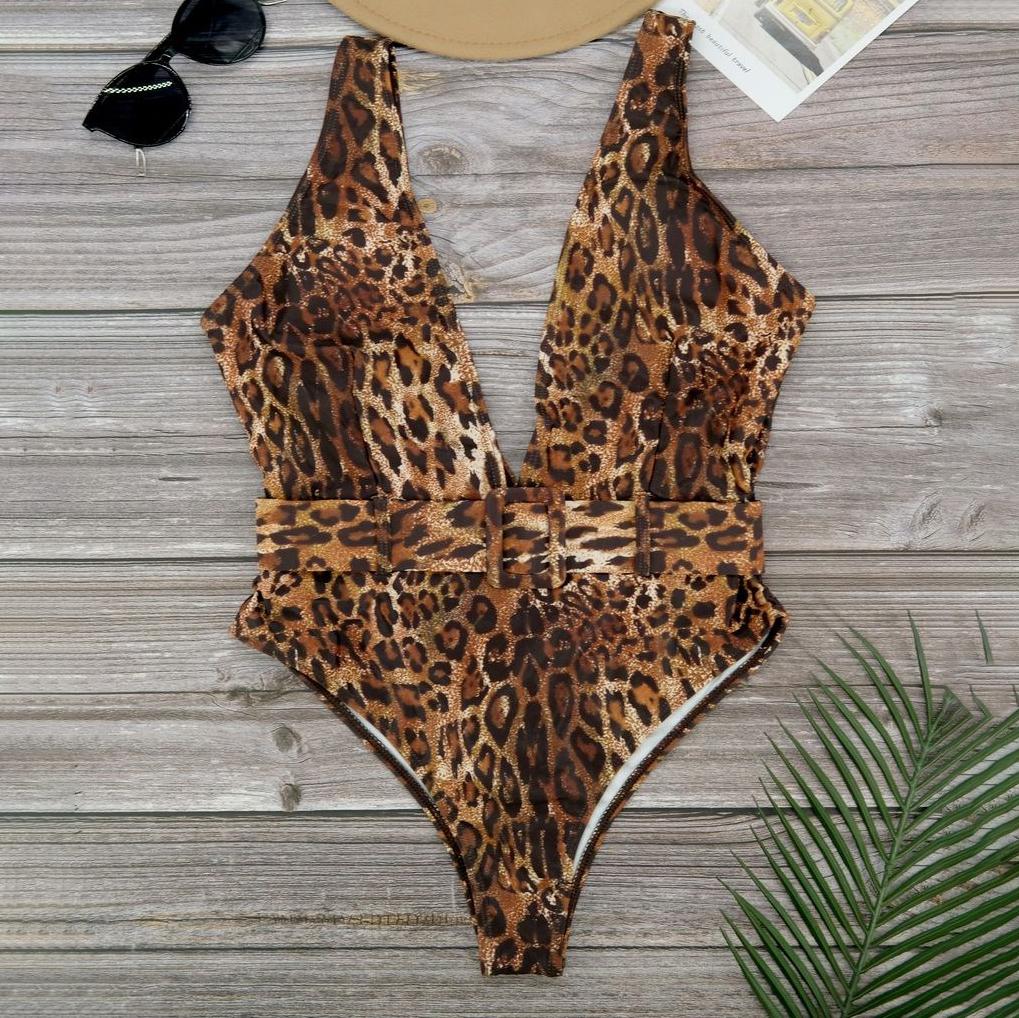 Women’s Plunge One-Piece Swimsuit Women's Apparel S Leopard - DailySale