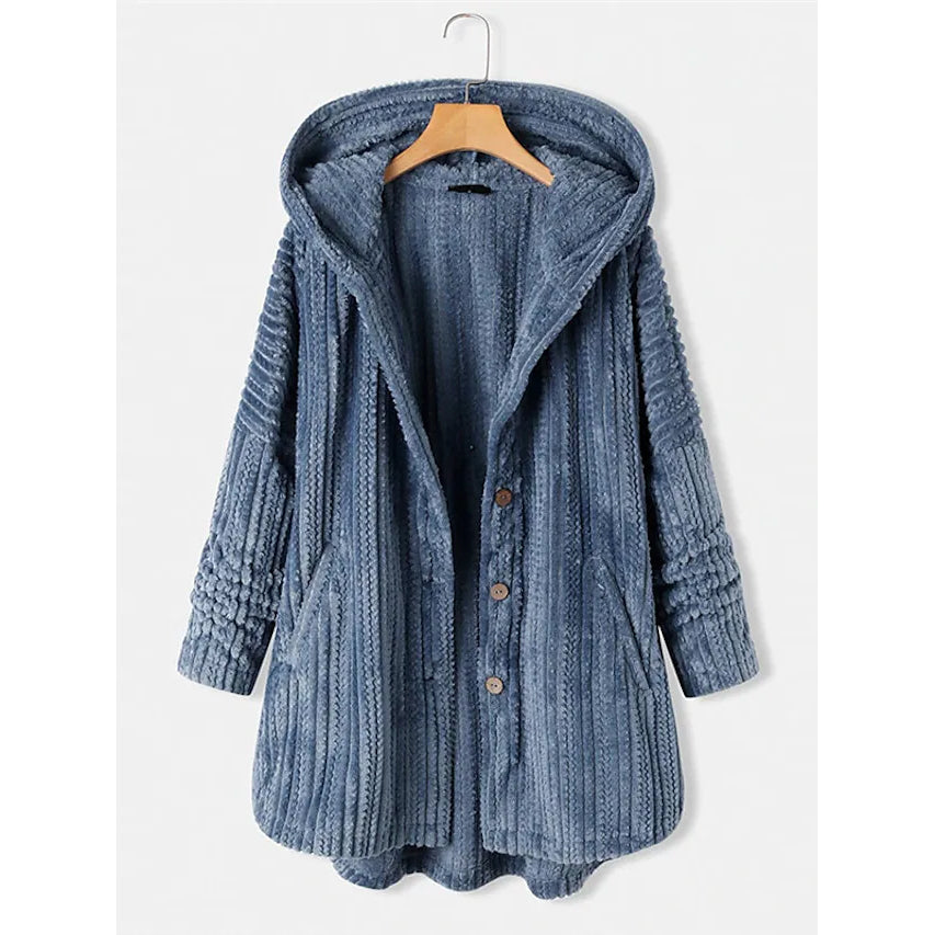 Women's Plus Size Coat Button Pocket Women's Outerwear Blue S - DailySale