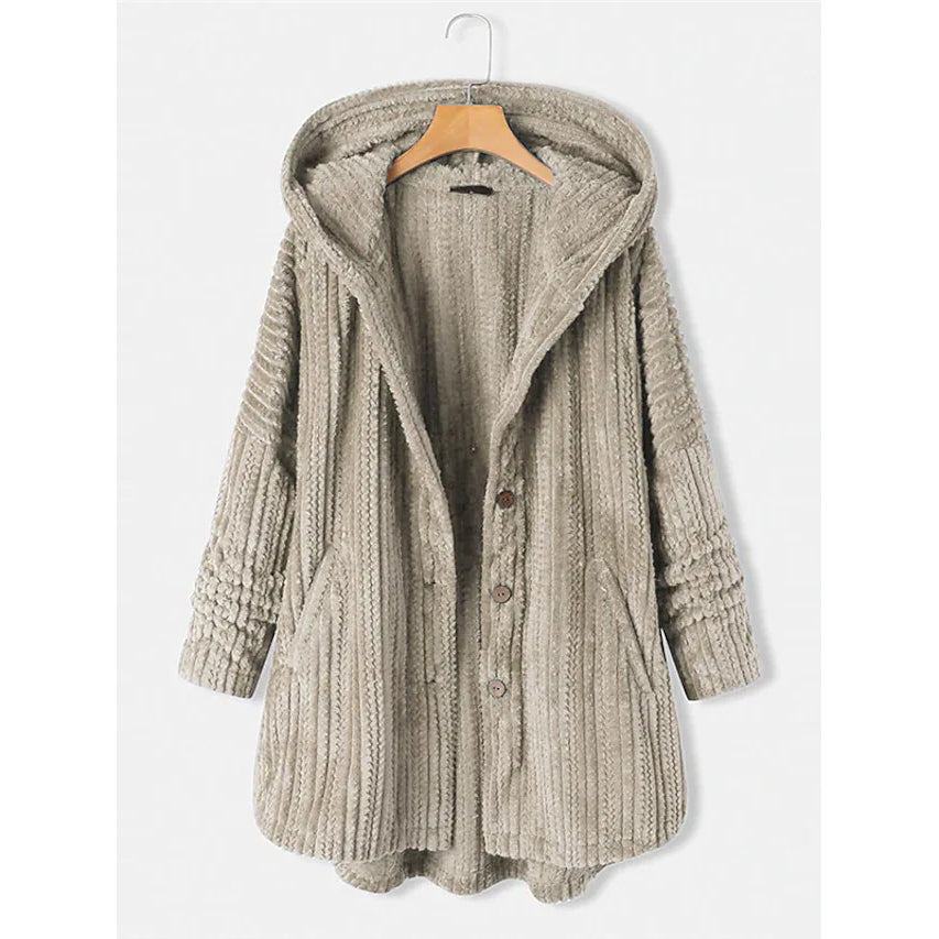 Women's Plus Size Coat Button Pocket Women's Outerwear Khaki S - DailySale