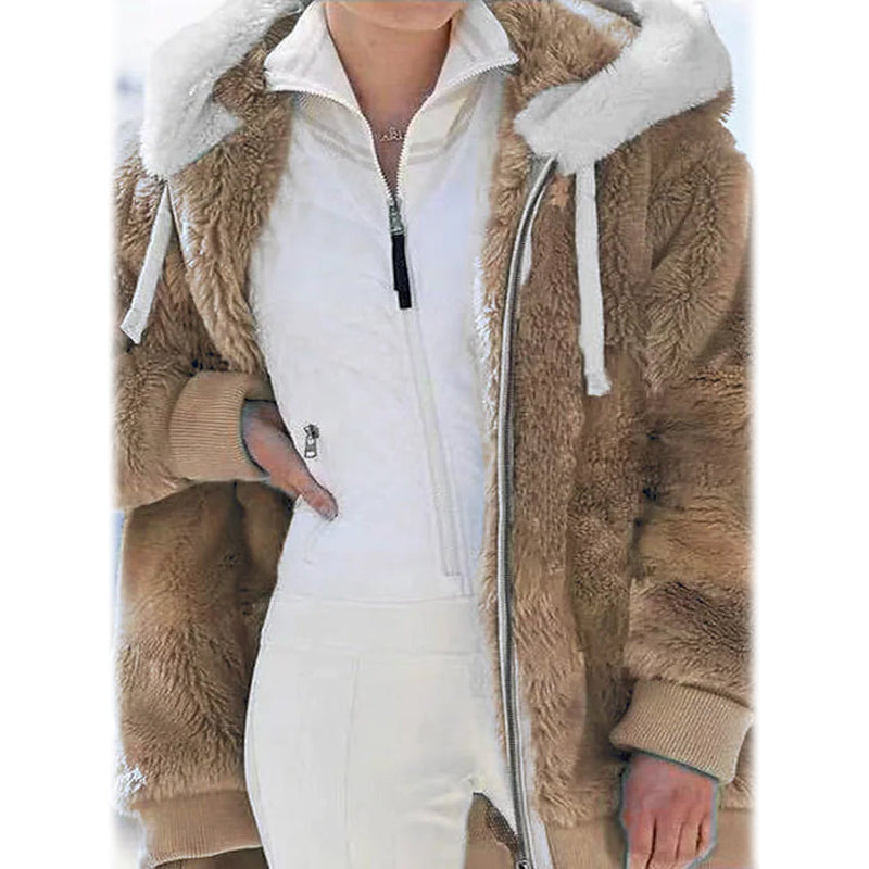 Women's Plus Size Hoodie Coat Long Sleeve Women's Outerwear Khaki S - DailySale