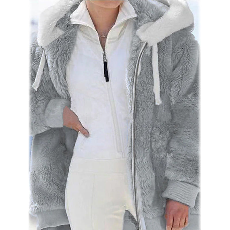 Women's Plus Size Hoodie Coat Long Sleeve Women's Outerwear Light Gray S - DailySale