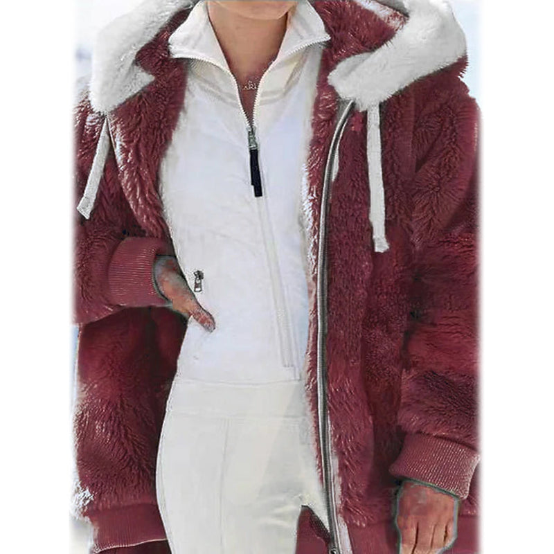 Women's Plus Size Hoodie Coat Long Sleeve Women's Outerwear Red S - DailySale