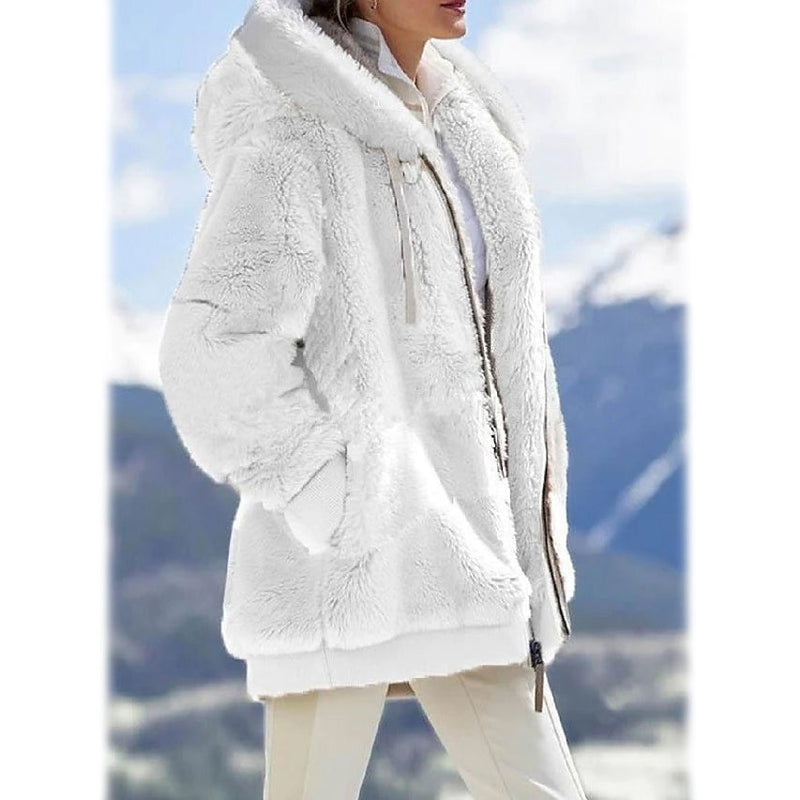 Women's Plus Size Hoodie Coat Long Sleeve Women's Outerwear White S - DailySale