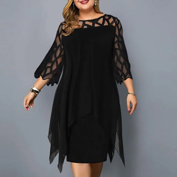 Women's Plus Size Solid Color Sheath Dress Women's Dresses Black L - DailySale