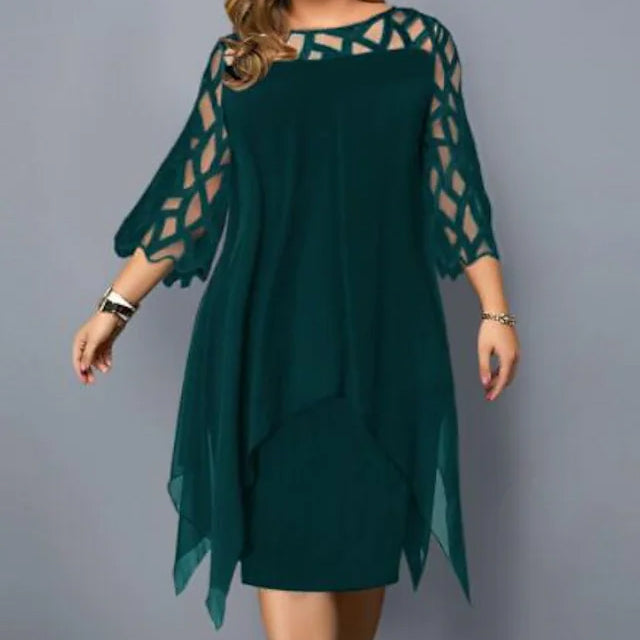 Women's Plus Size Solid Color Sheath Dress Women's Dresses Dark Green L - DailySale