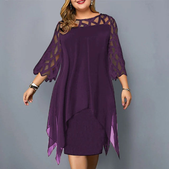 Women's Plus Size Solid Color Sheath Dress Women's Dresses Purple L - DailySale