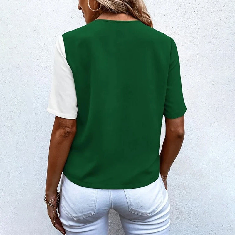 Women's Pocket Button V-Neck Short Sleeve Shirt Women's Tops - DailySale