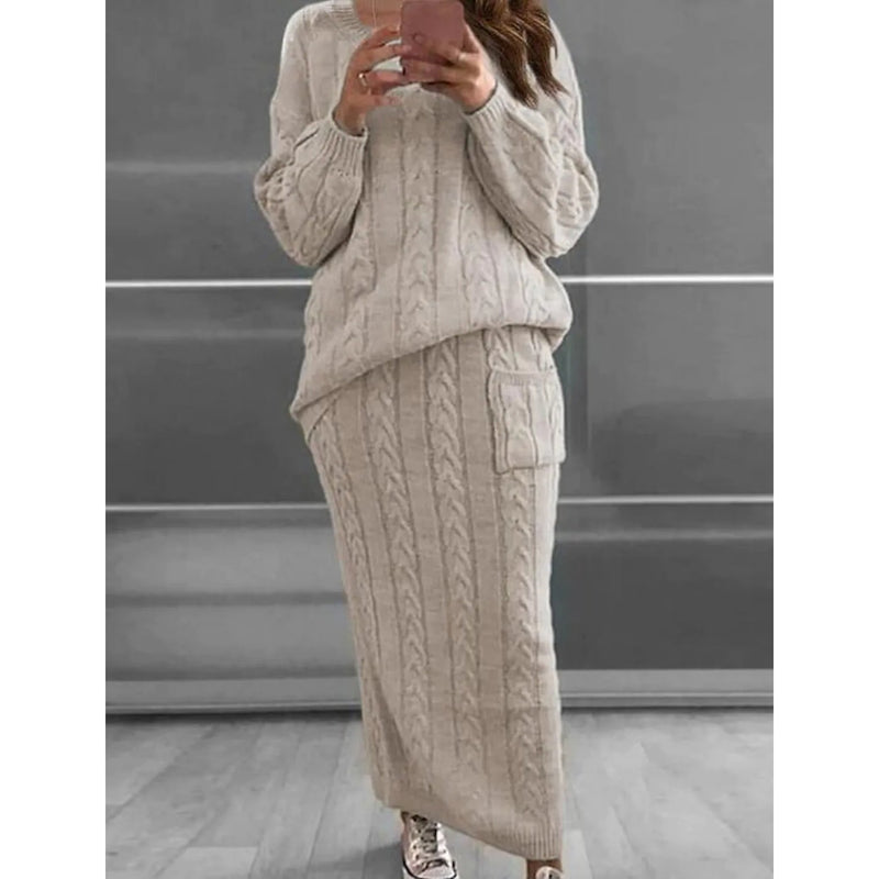 Women's Pocket Knitted Patchwork Solid Casual Long Sleeve Loose Sweater Women's Outerwear Beige S - DailySale