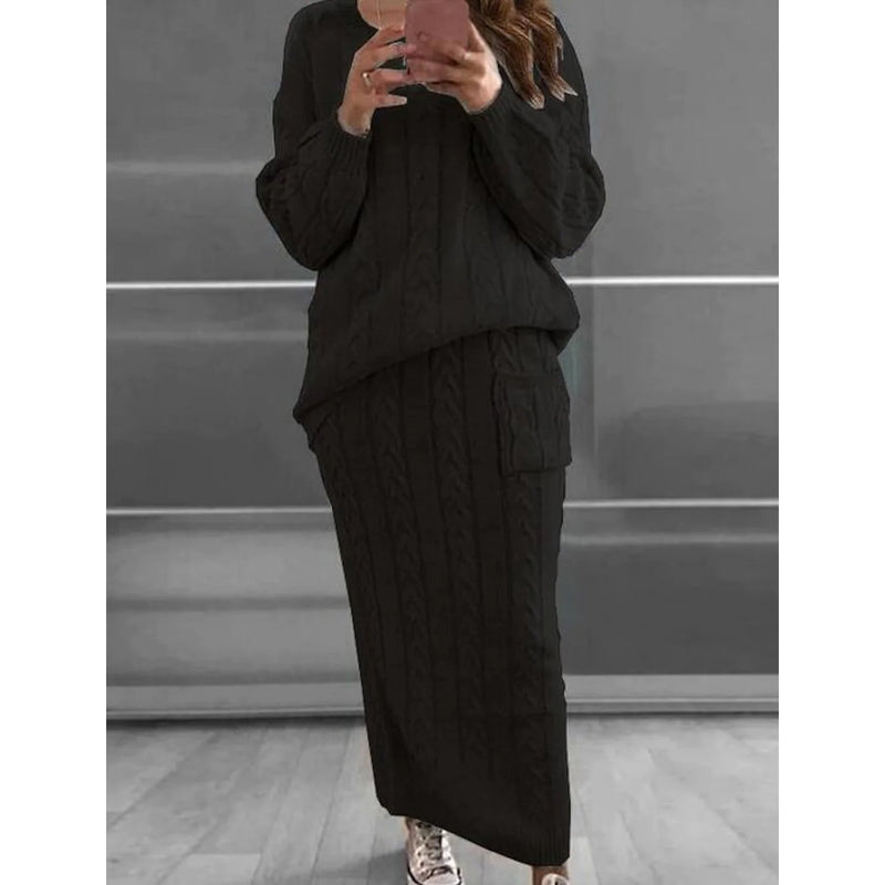 Women's Pocket Knitted Patchwork Solid Casual Long Sleeve Loose Sweater Women's Outerwear Black S - DailySale