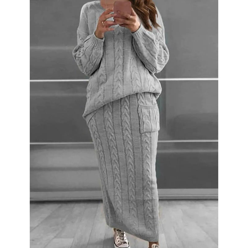 Women's Pocket Knitted Patchwork Solid Casual Long Sleeve Loose Sweater Women's Outerwear Gray S - DailySale