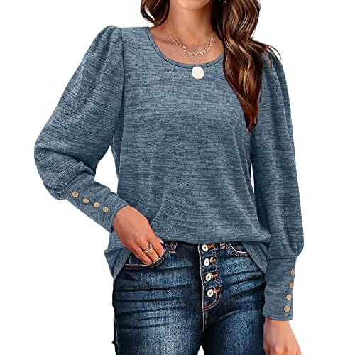 Women's Puff Sleeve Tops Women's Tops Blue S - DailySale