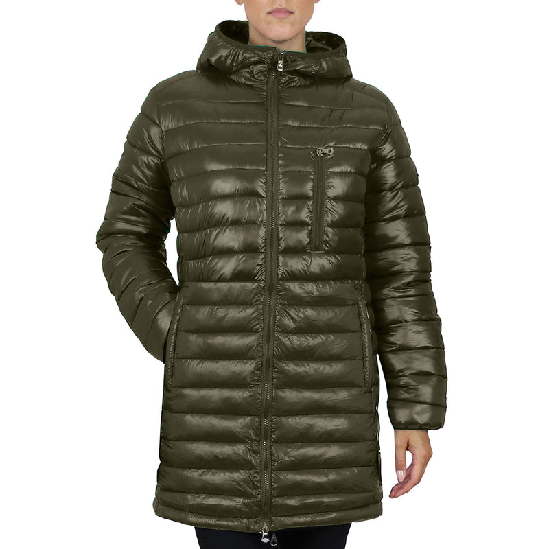 Women's Puffer Bubble Jacket With Non-Detachable Hood Women's Clothing Dark Olive S - DailySale