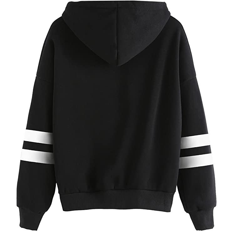 Women's Pullover Fleece Drop Shoulder Striped Hoodie Women's Tops - DailySale