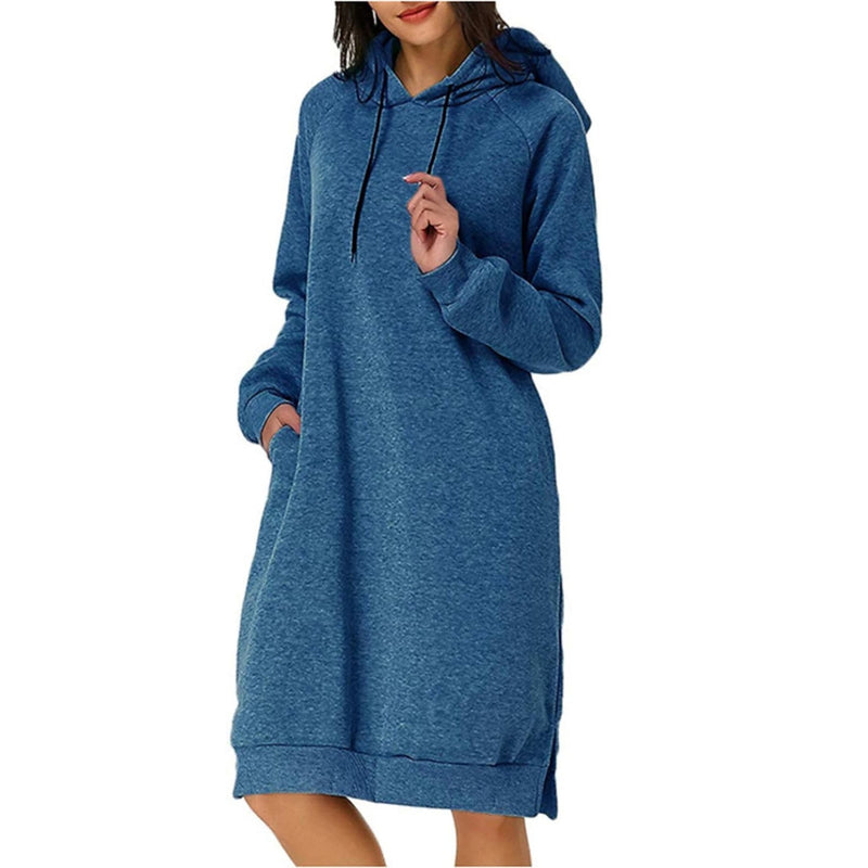 Womens Pullover Hoodie Dress Women's Dresses Blue S - DailySale