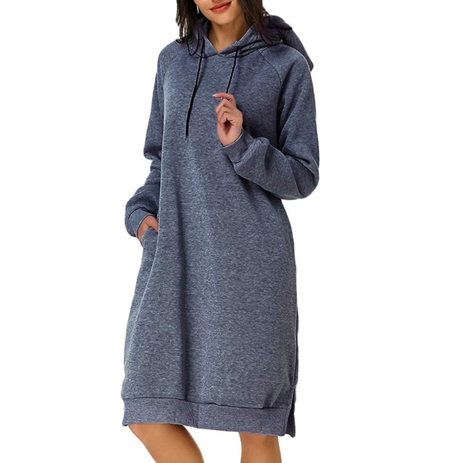 Womens Pullover Hoodie Dress Women's Dresses Dark Gray S - DailySale