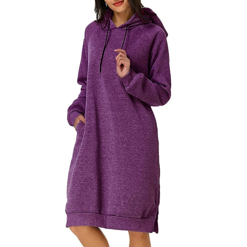 Womens Pullover Hoodie Dress Women's Dresses Purple S - DailySale