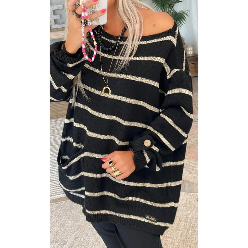 Women's Pullover Jumper Cable Knit Tunic Knitted Print Crew Neck