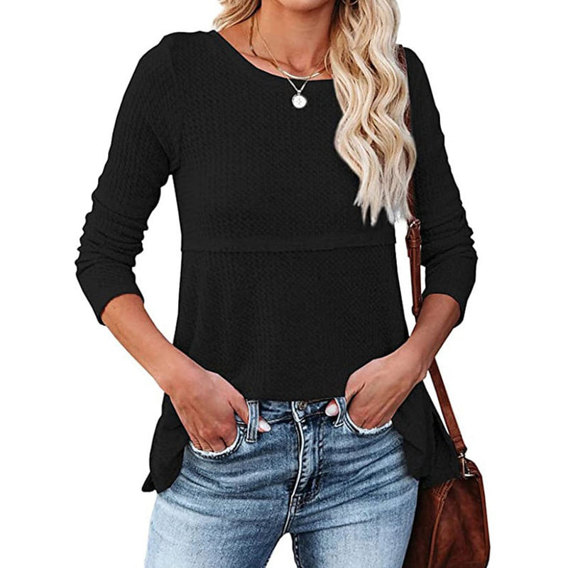 Women's Pullover Knit Sweater Women's Tops Black S - DailySale